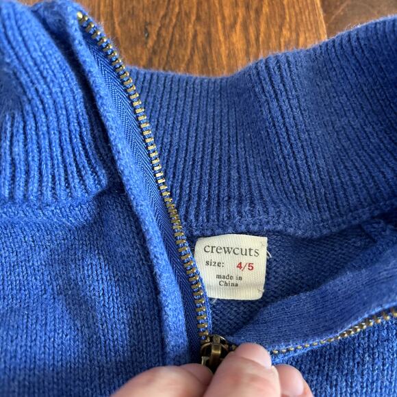 Crewcuts by J Crew Boys 4 / 5 XS Pullover Quarter Zip Sweater Knit Blue Preppy - Picture 3 of 6